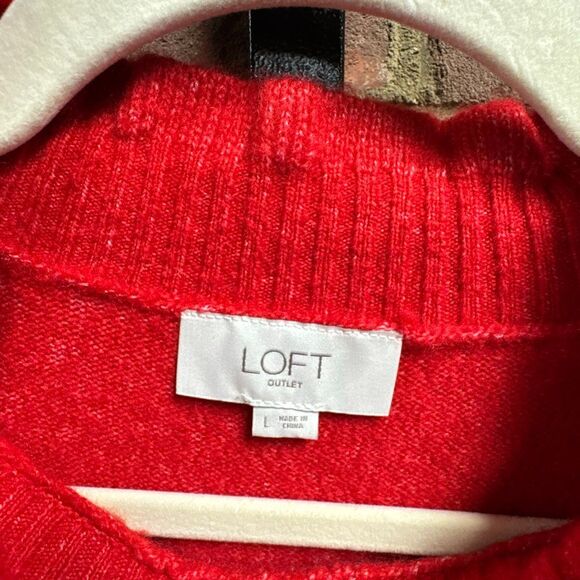 Loft Womens Red Mock Neck Sweater Size Large - Picture 3 of 5